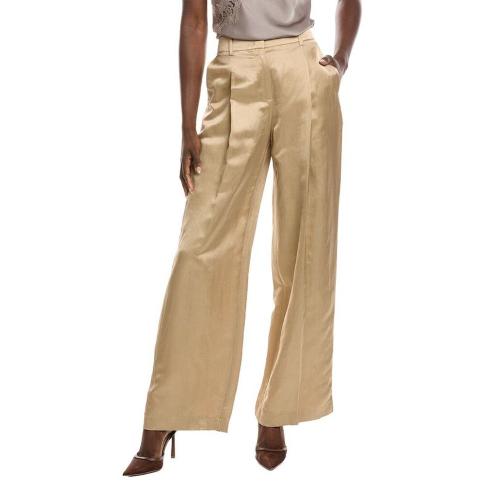Marc Cain Womens  Linen-Blend Pant, Beige